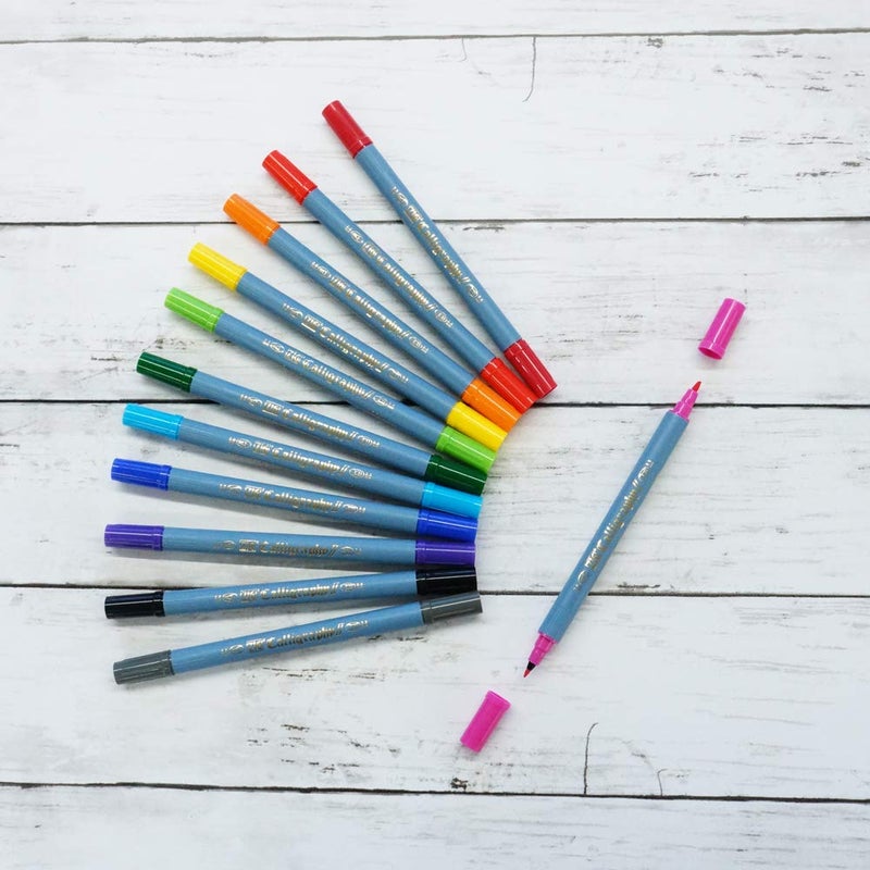 Kuretake ZIG Calligraphy Marker Pens  12 Colors set  2mm & 3.5mm Dual Tip Markers  for Writing & Hand Lettering  for Professional  Beginner  Water-based dye ink  Made in Japan - Image 2